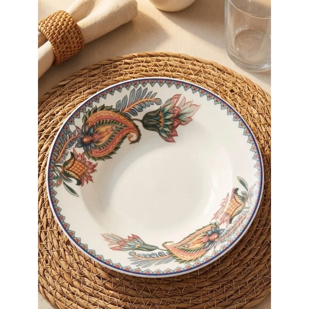 GÜRAL PORSELEN SUJE LALE DESEN 19 CM ÇUKUR TABAK(6 ADET)