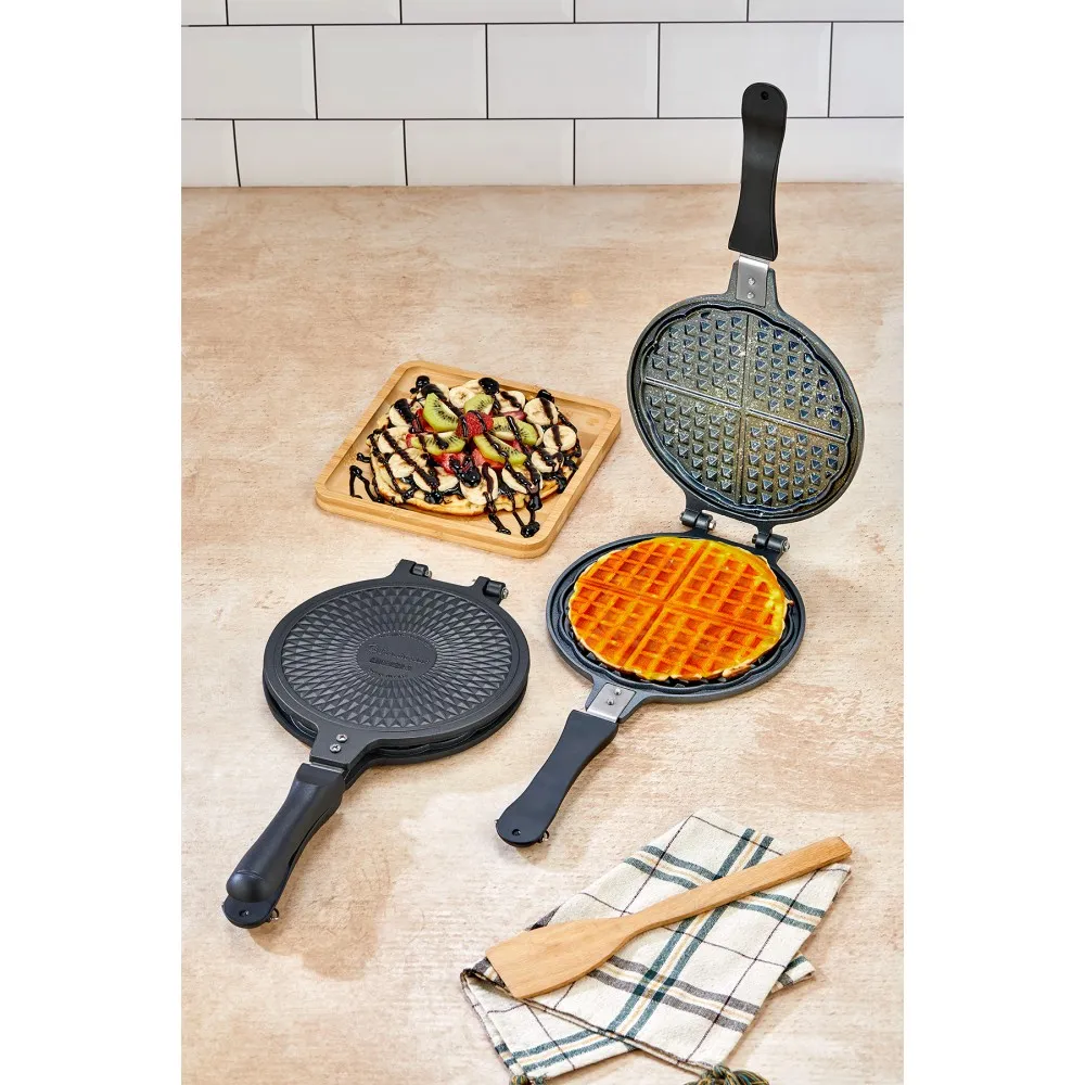 Polochef Döküm Waffle Tavası Bakalit Sap Polochef Döküm Waffle Tavası Bakalit Sap