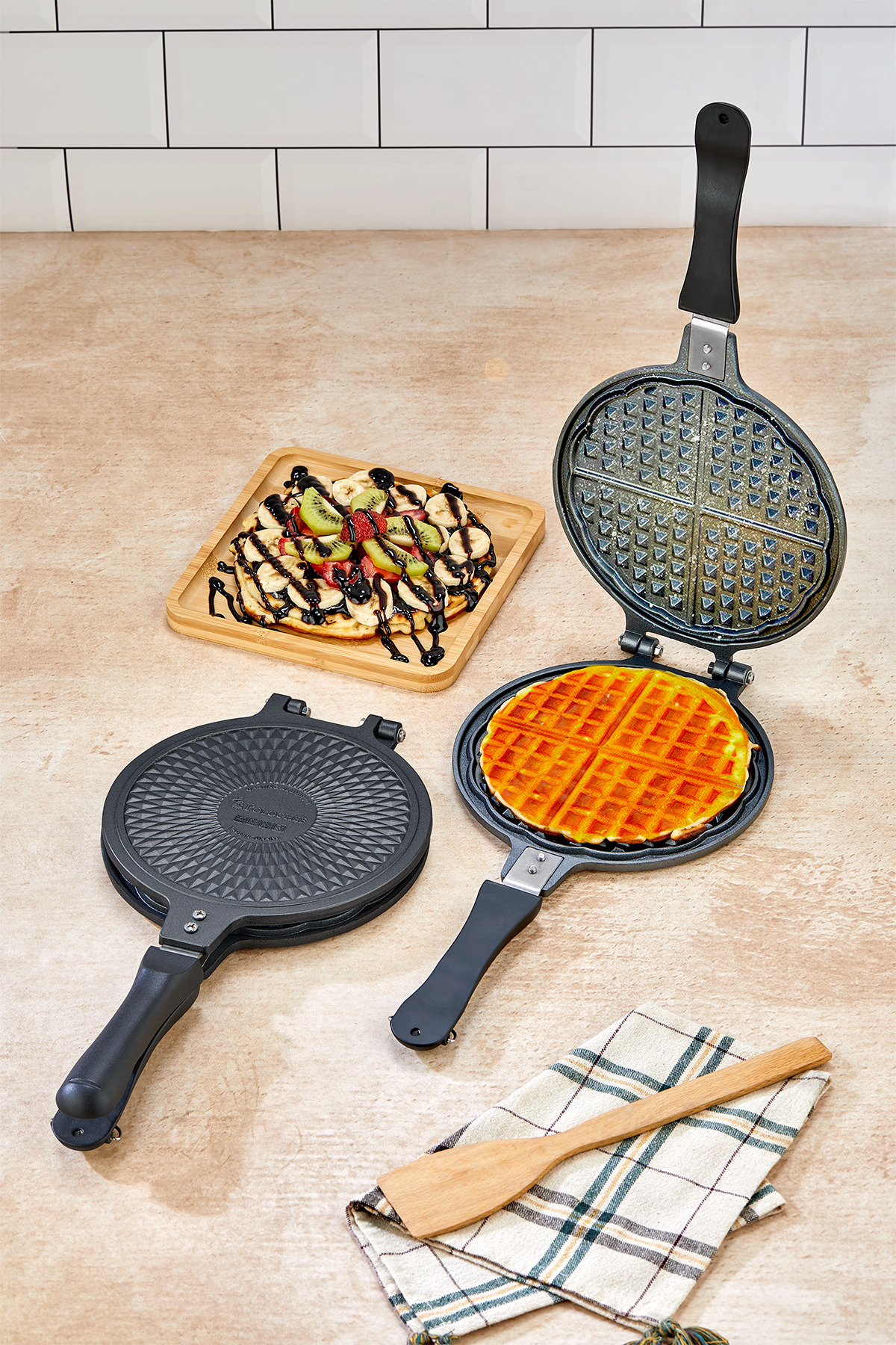 Döküm Waffle Tavası Bakalit Sap