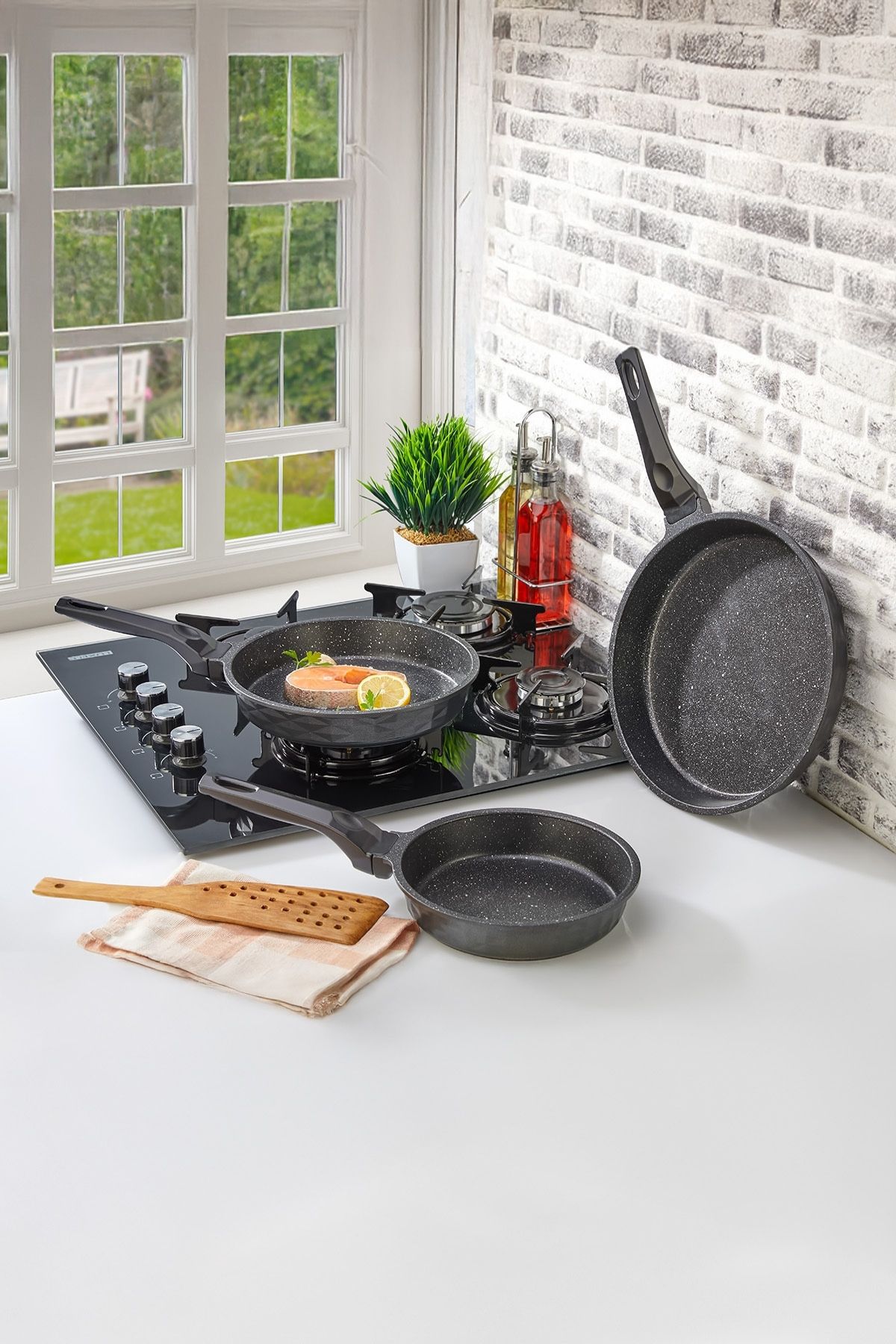 Polochef Kristal Döküm Granit 3lü Tava Seti