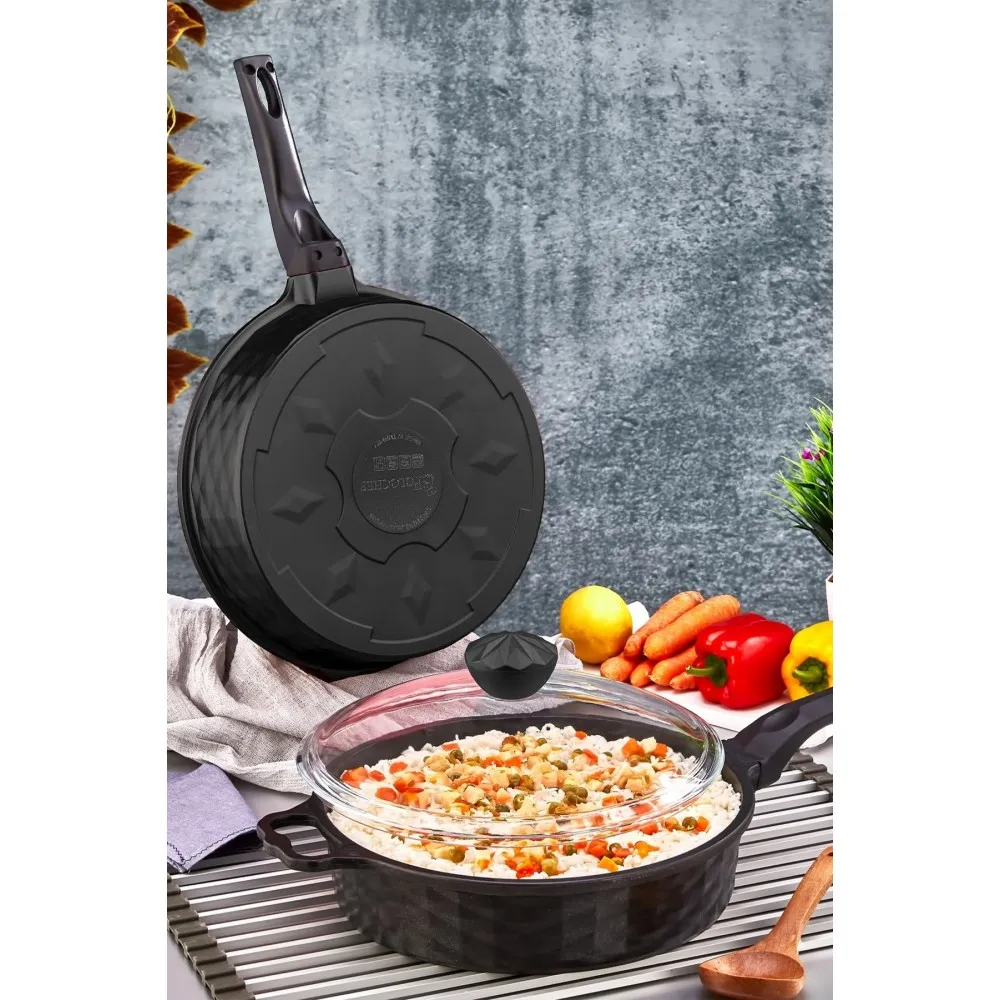 Polochef Derin Döküm Granit Yardımcı Kulplu Tava 28 cm Siyah