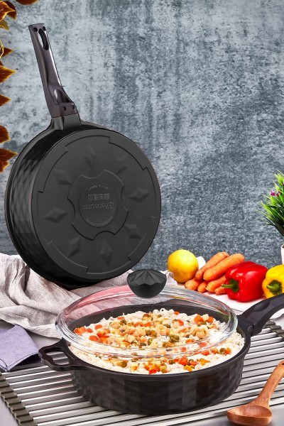 Polochef Derin Döküm Granit Yardımcı Kulplu Tava 28 cm Siyah Polochef Derin Döküm Granit Yardımcı Kulplu Tava 28 cm Siyah