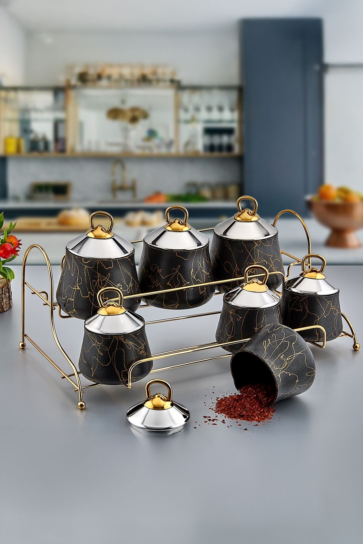Elegance Lüks Granit Baharatlık Seti 7li