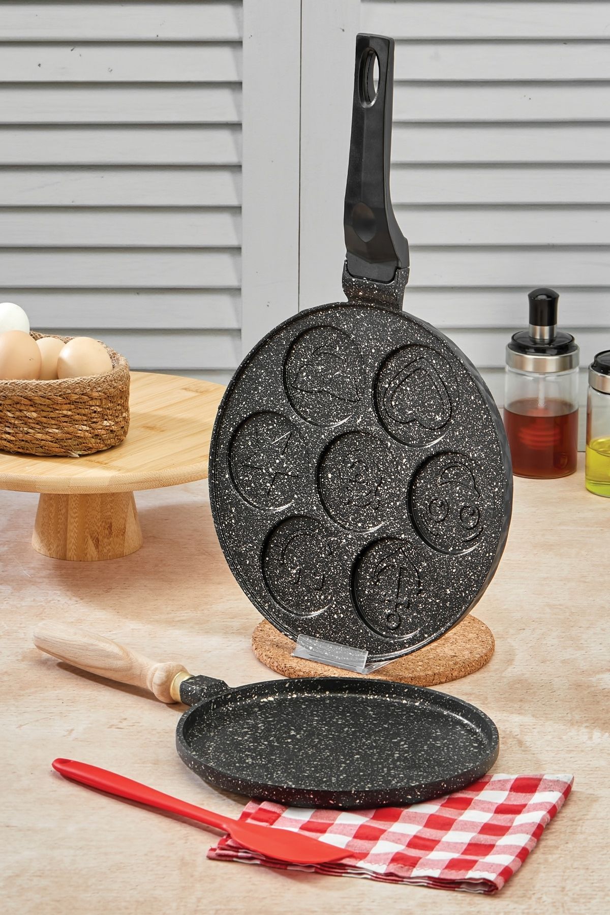 Granit 2li Kahvaltı Seti - Gözleme Tavası 22 cm + Pankek Tavası 26 cm