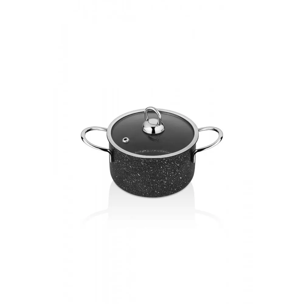 Polochef Hilal Granit Mini Tencere 16 cm - Kapaklı - Siyah İndüksiyonlu Polochef Hilal Granit Mini Tencere 16 cm - Kapaklı - Siyah İndüksiyonlu