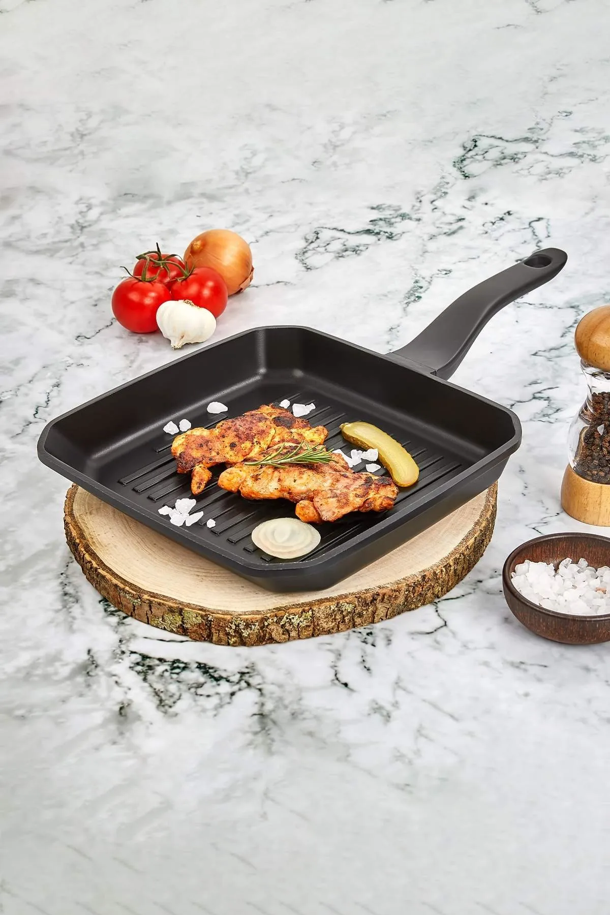 Iron Döküm Granit Kare Izgara Tava 28 cm - Siyah Iron Döküm Granit Kare Izgara Tava 28 cm - Siyah