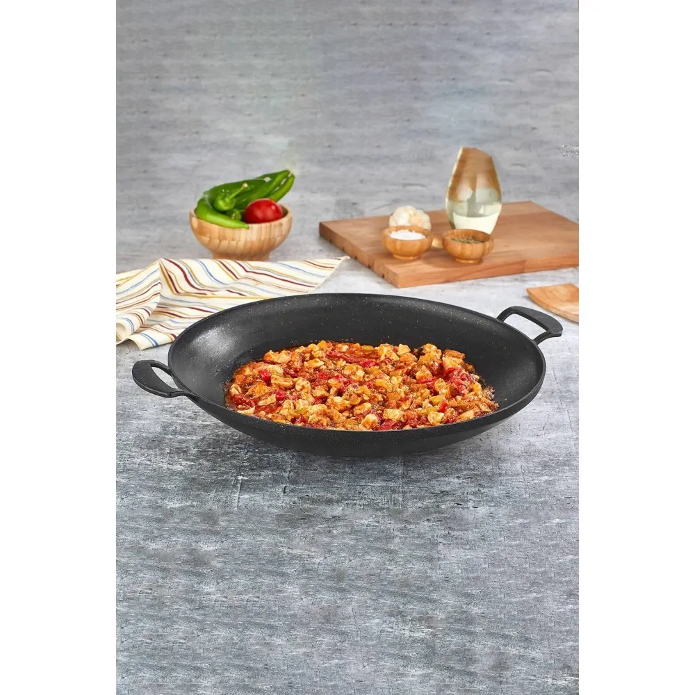 Polochef İron Döküm Granit Sac Kavurma ve Gözleme Tavası 34 cm - Siyah