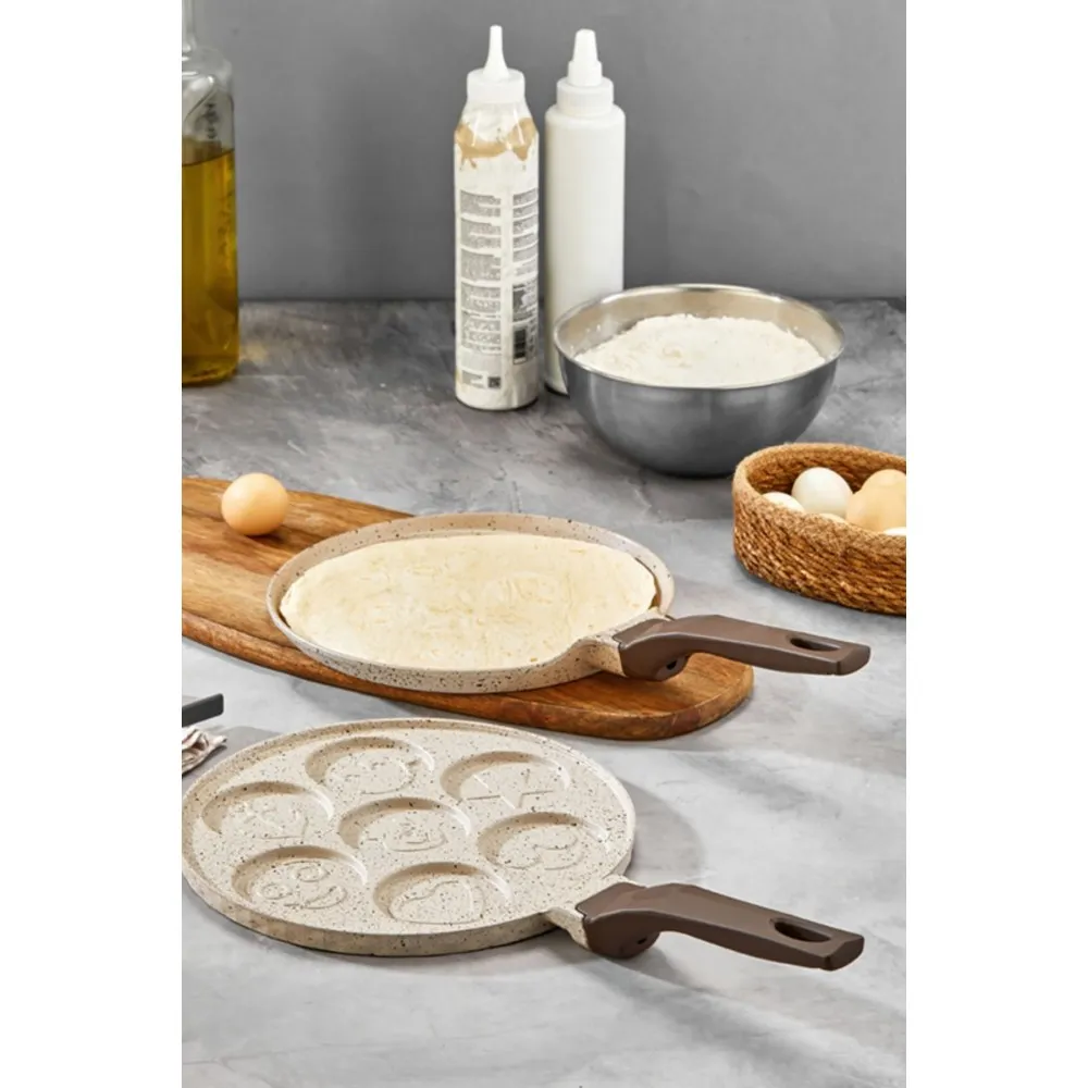 Polochef İnci Döküm Krep ve Pankek Tavası Seti 26 cm - Krem