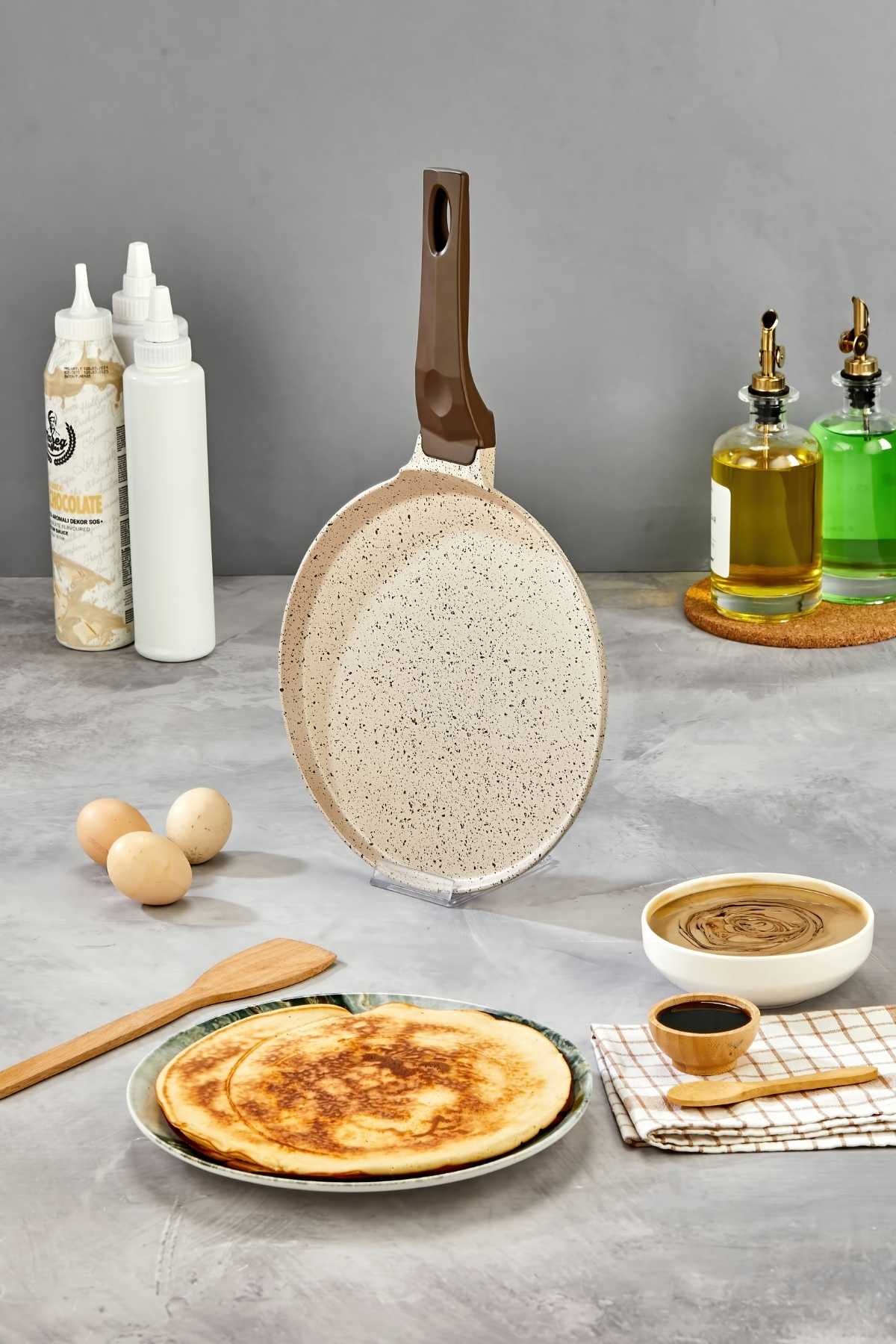 Granit Döküm Krep Ve Gözleme tavası 22 cm Krem
