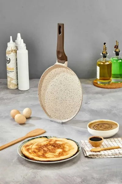 Granit Döküm Krep Ve Gözleme tavası 22 cm Krem Granit Döküm Krep Ve Gözleme tavası 22 cm Krem