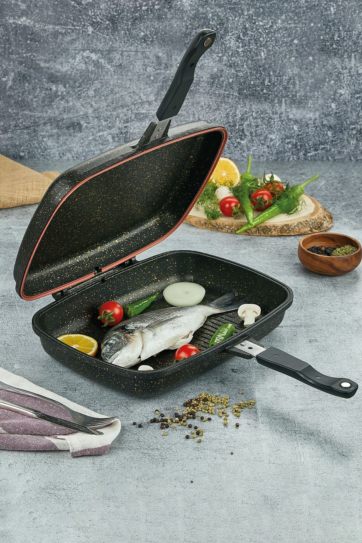 İron Granit Döküm Izgara Tavası 36 cm