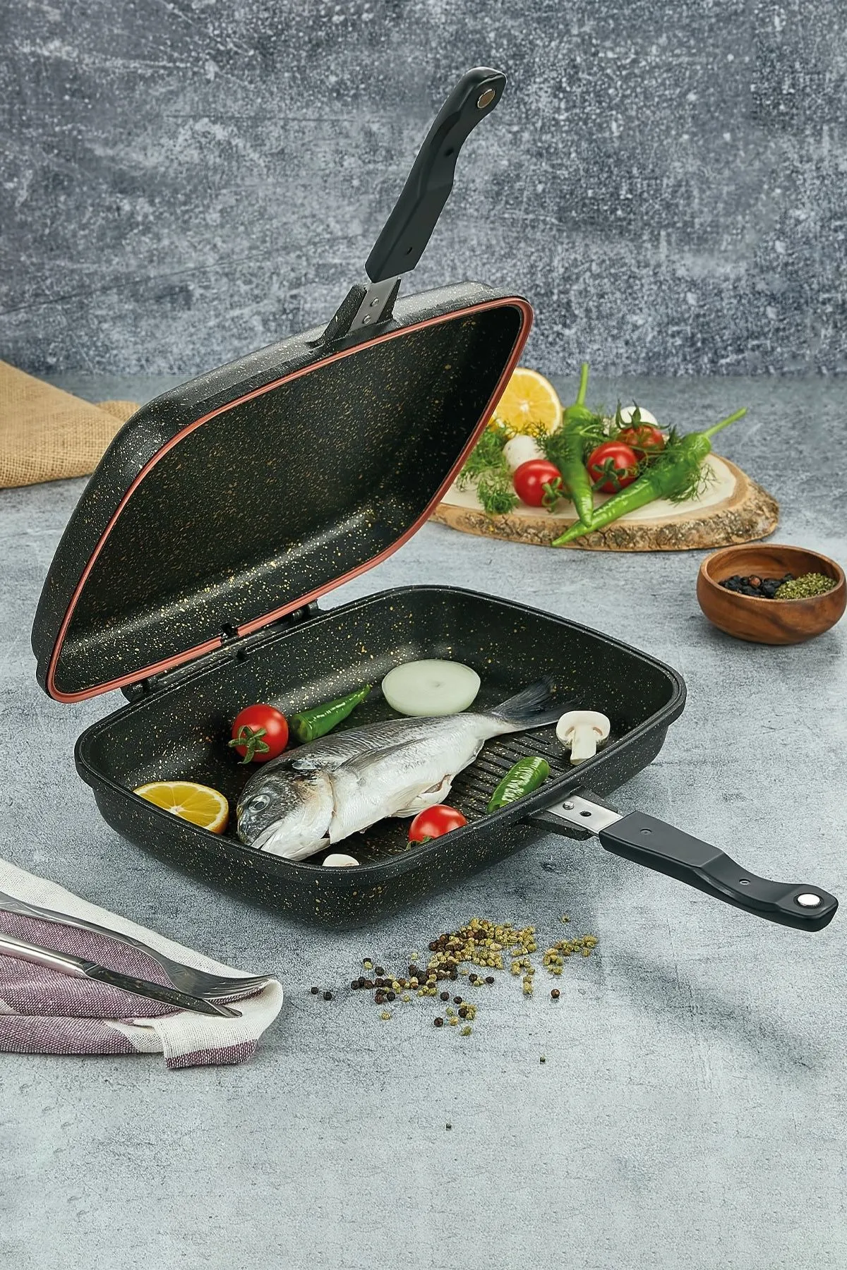 İron Granit Döküm Izgara Tavası 36 cm İron Granit Döküm Izgara Tavası 36 cm