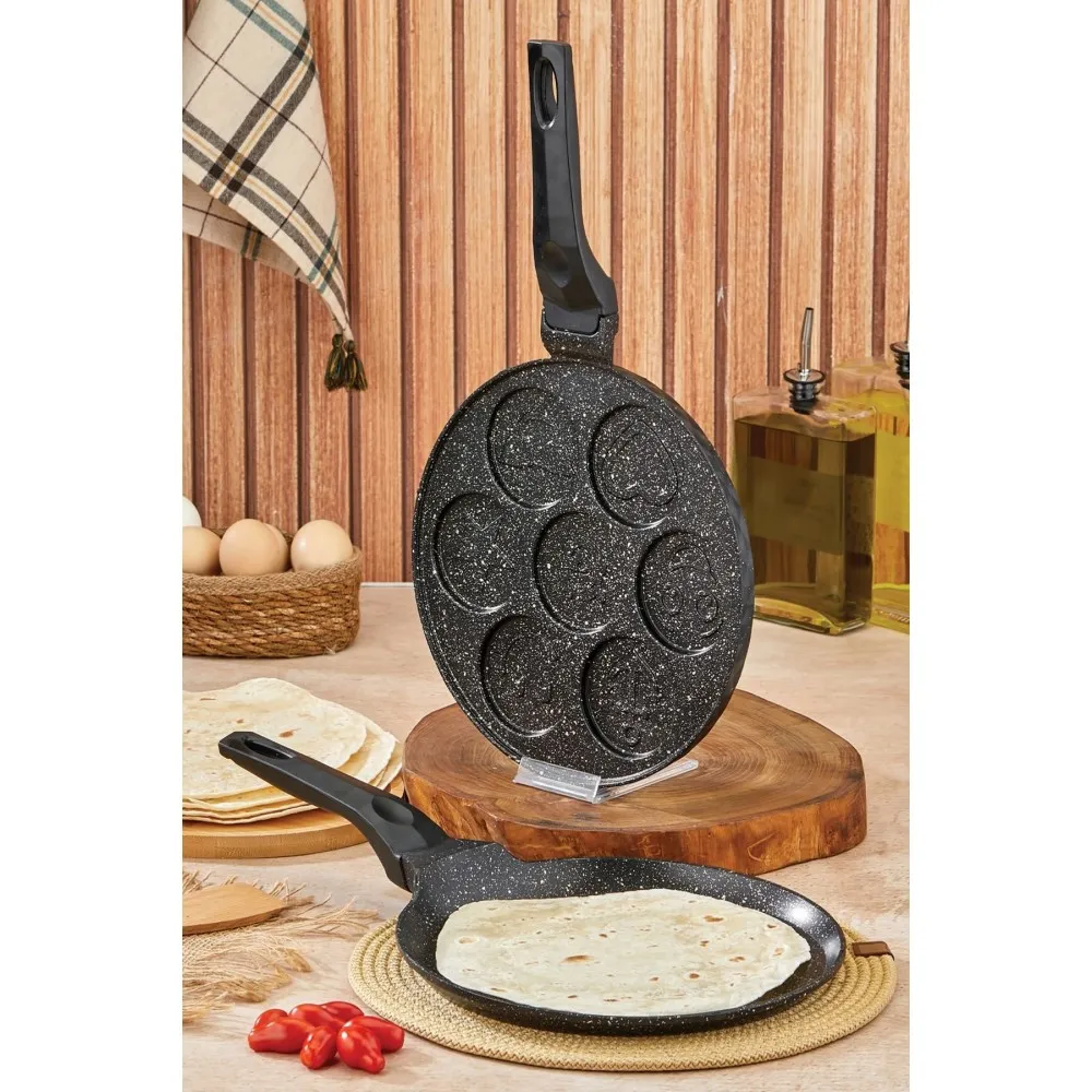 Polochef Granit 2li Kahvaltı Seti - Krep Tavası 26 cm + Pankek Tavası 26 cm - Siyah Polochef Granit 2li Kahvaltı Seti - Krep Tavası 26 cm + Pankek Tavası 26 cm - Siyah