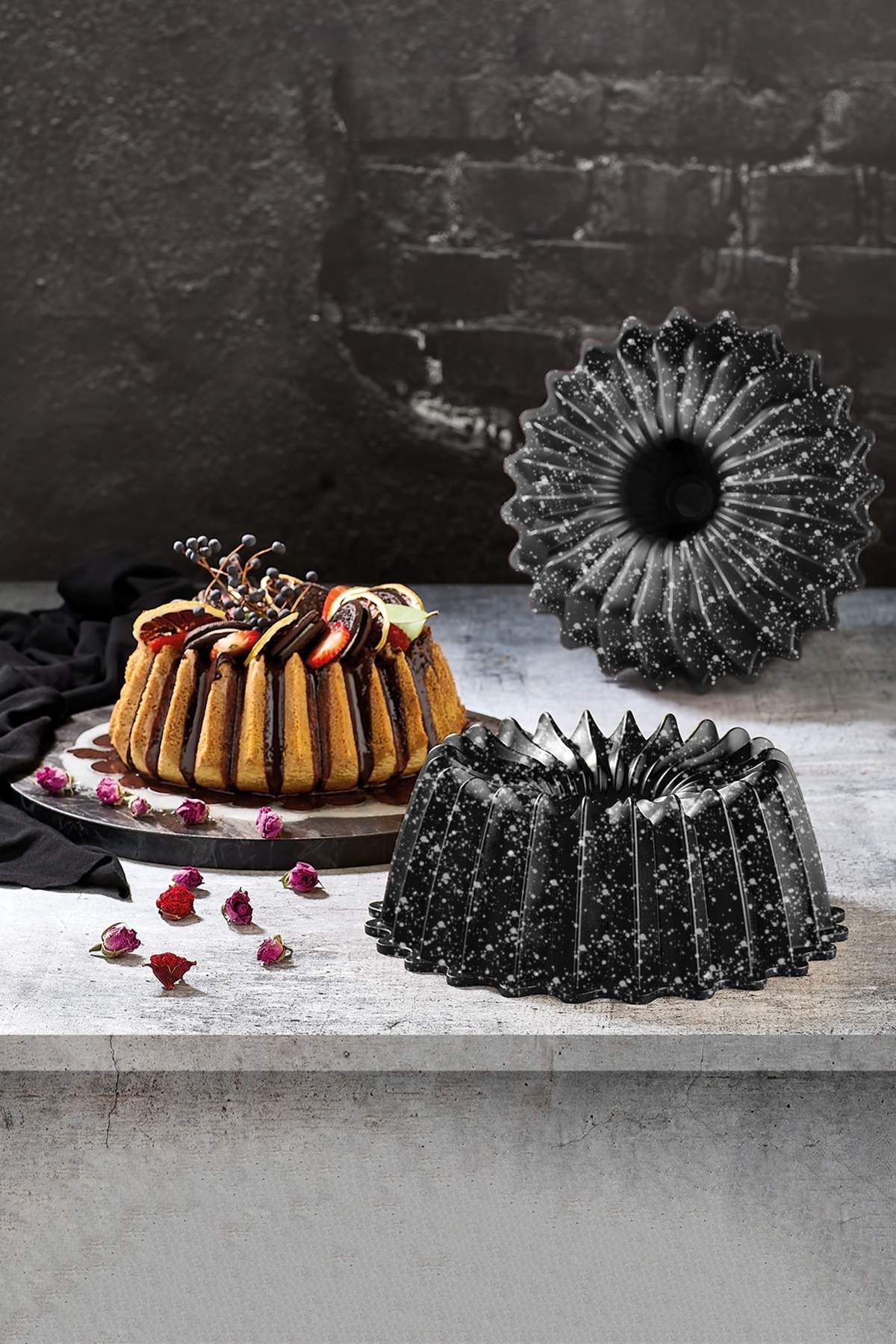 Lindo Döküm Granit Kek Kalıbı 26 cm - Siyah