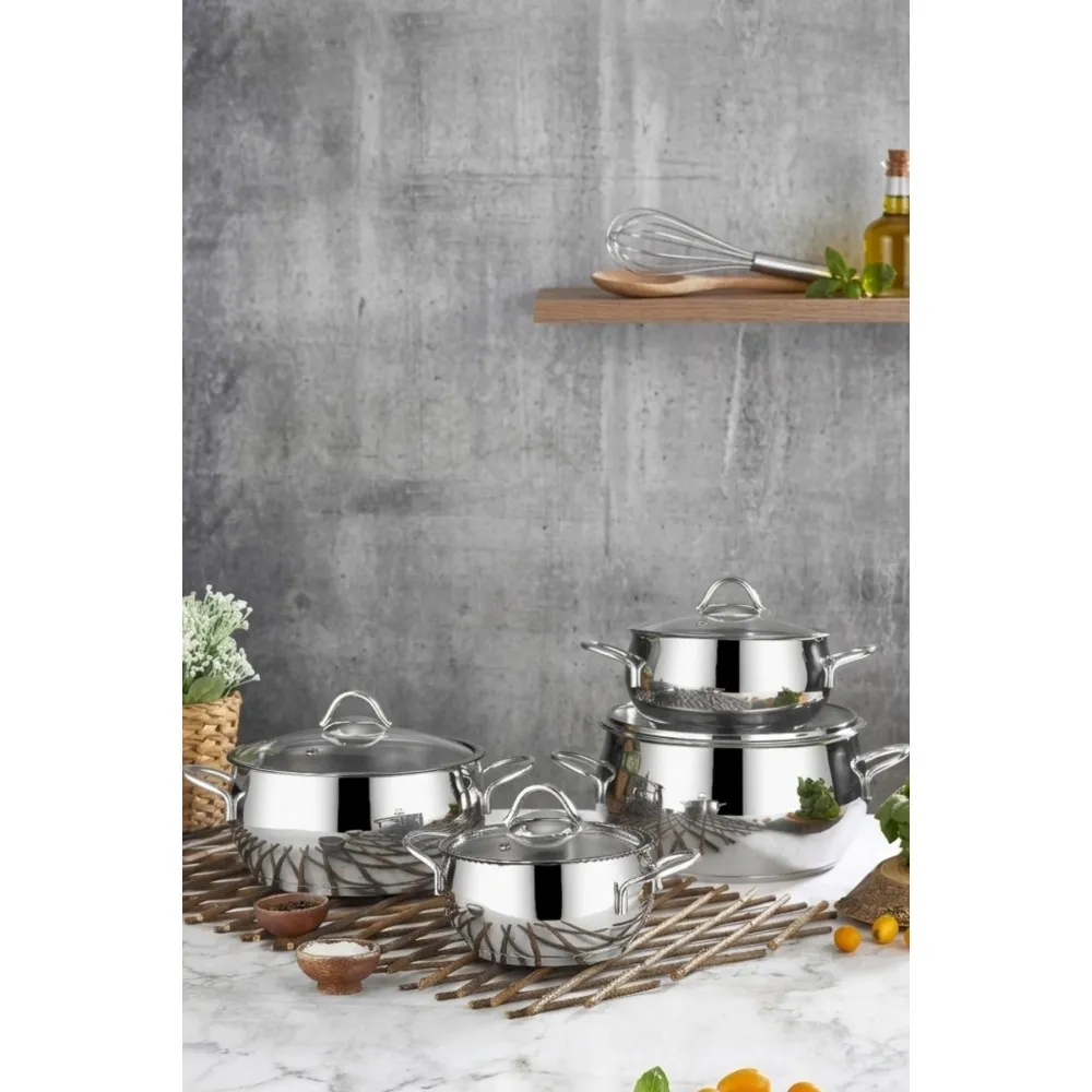 Polochef Pro Line 18/10 Paslanmaz Çelik 8 Parça Derin Tencere Seti - Silver