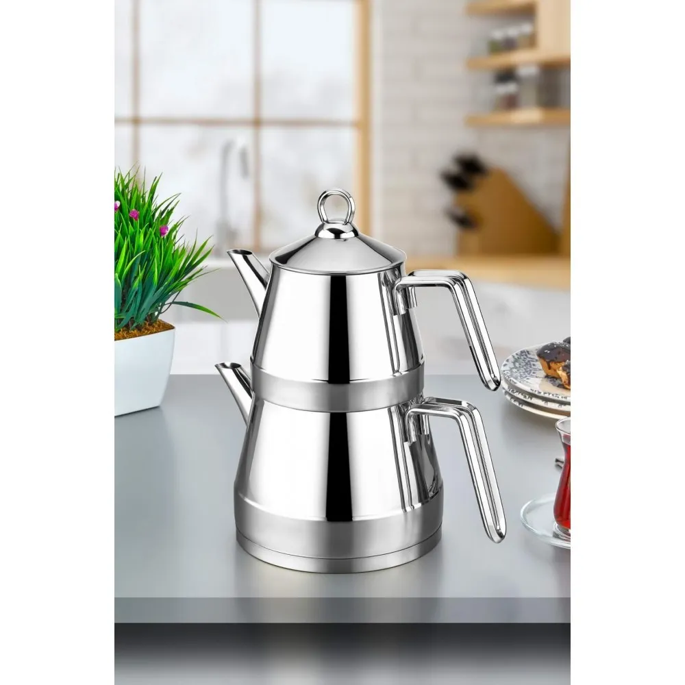 Polochef Venedik 18/10 Paslanmaz Çelik Çaydanlık Büyük Boy - Silver Saplı Polochef Venedik 18/10 Paslanmaz Çelik Çaydanlık Büyük Boy - Silver Saplı