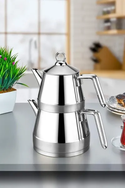 Venedik 18/10 Paslanmaz Çelik Çaydanlık Büyük Boy - Silver Saplı Venedik 18/10 Paslanmaz Çelik Çaydanlık Büyük Boy - Silver Saplı