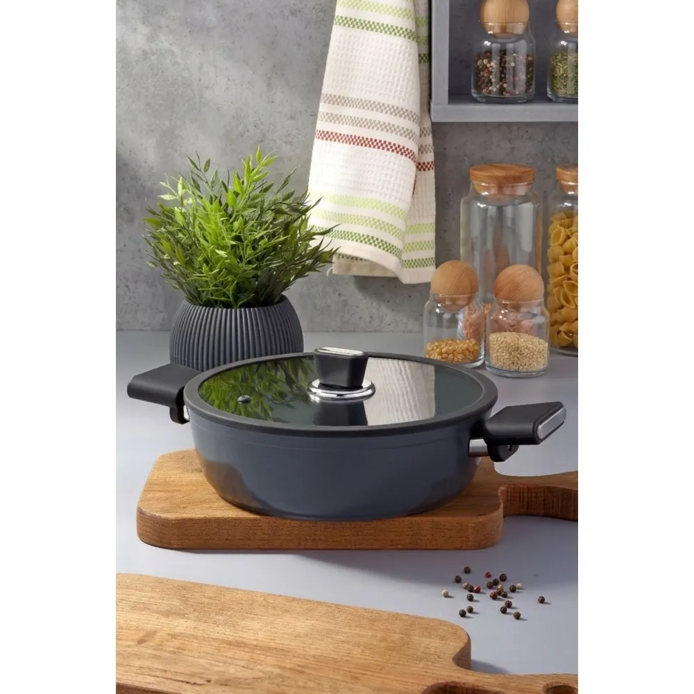 Polochef Vista Seramik Kapaklı Basık Pilav ve Karnıyarık Tenceresi 24 cm 