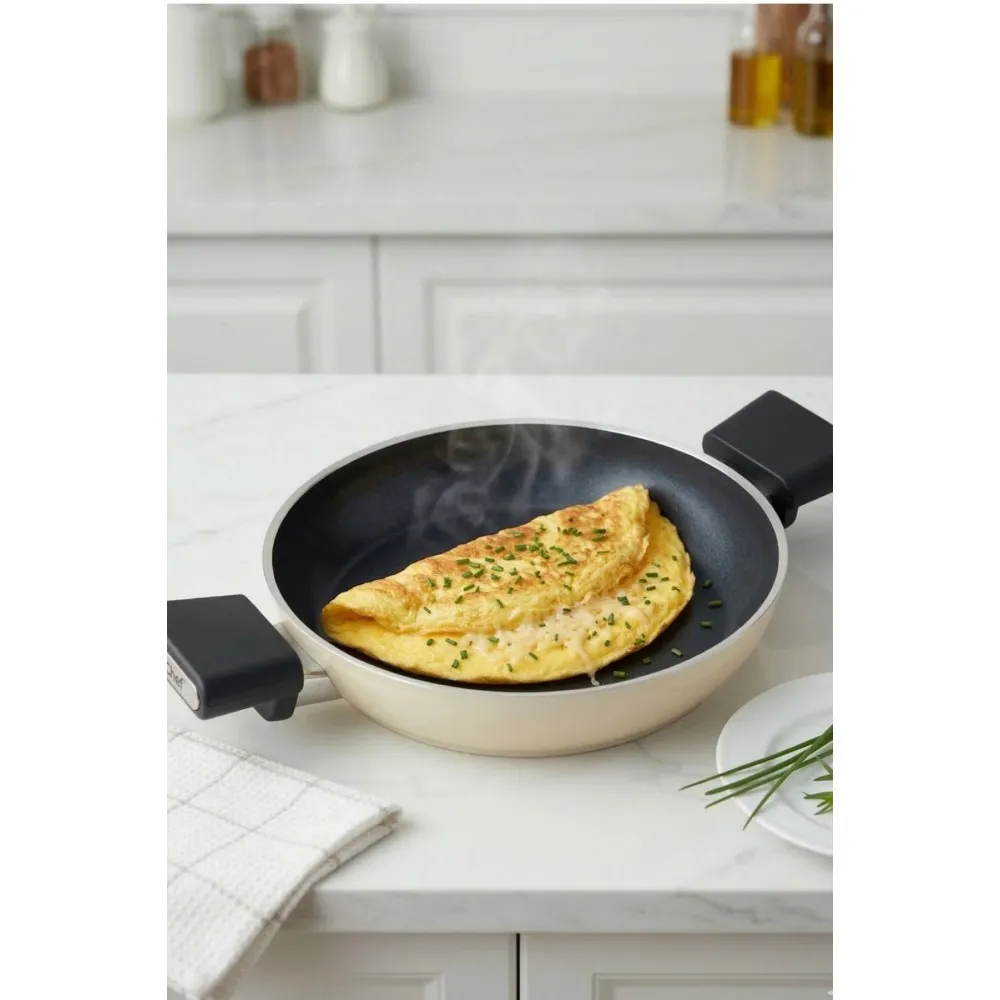 Polochef Vista Seramik Yumurta, Sucuk ve Omlet Sahanı 20 cm - Krem - İndüksiyon Uyumlu