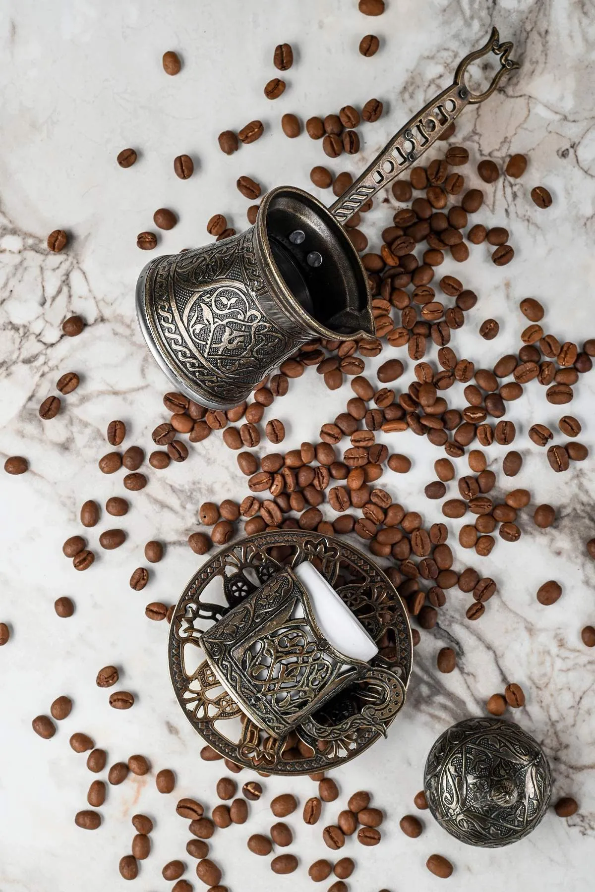 Zamak 2 Lüks Kahve Cezvesi 100 ml - Bakır Renk - 2 Kişilik - Çelik Tabanlı