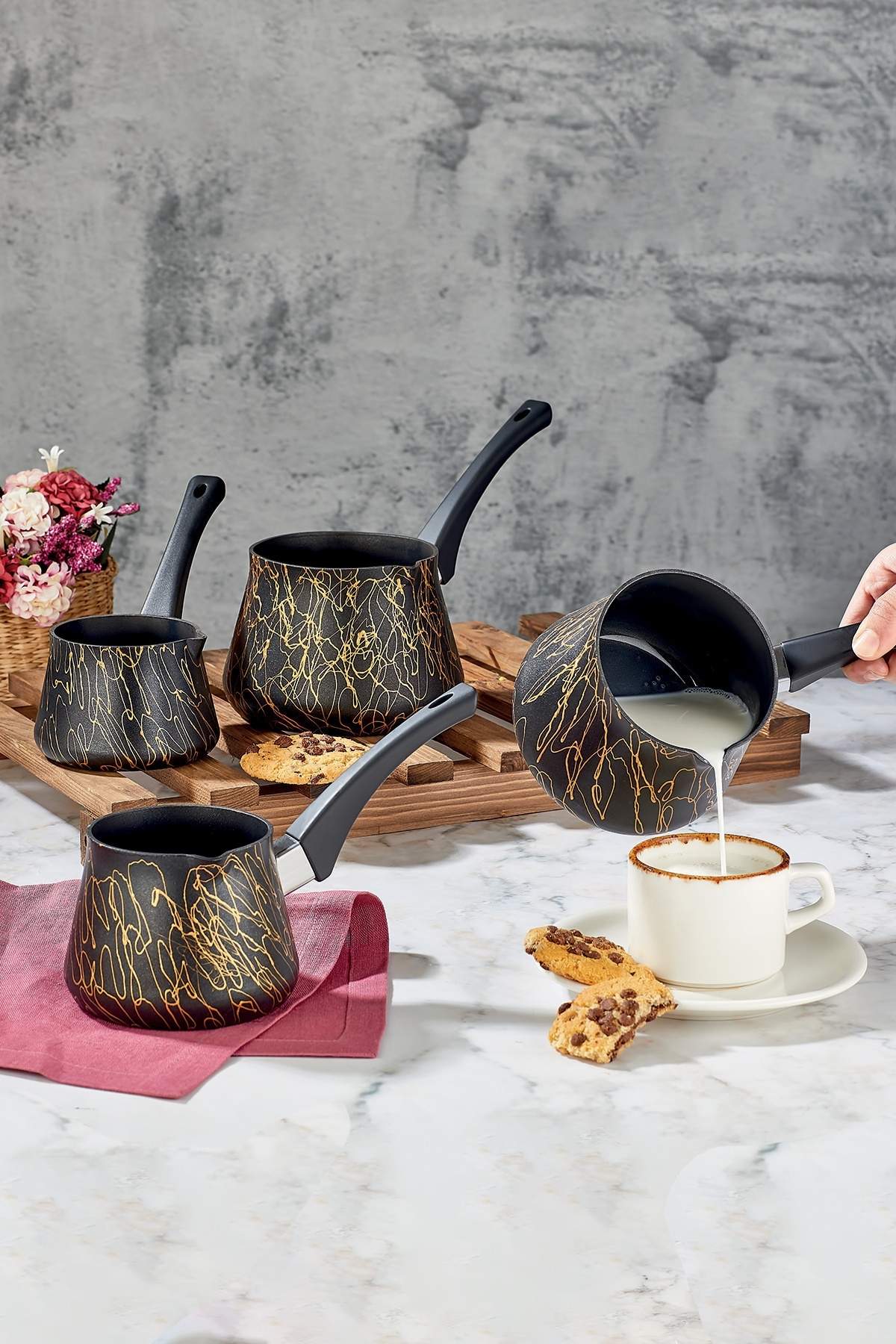Elegance Granit Cezve ve Sütlük 1000 ml 1 Parça
