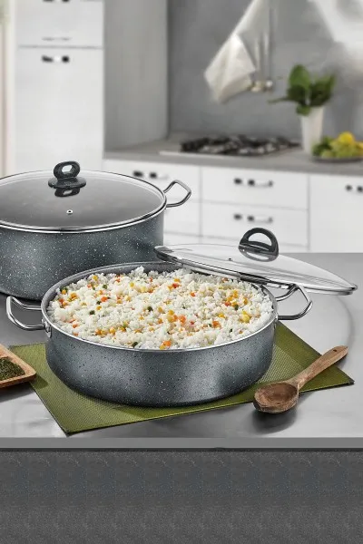 Megatron Döküm Granit Basık Pilav Tenceresi 32 cm - Gri Megatron Döküm Granit Basık Pilav Tenceresi 32 cm - Gri