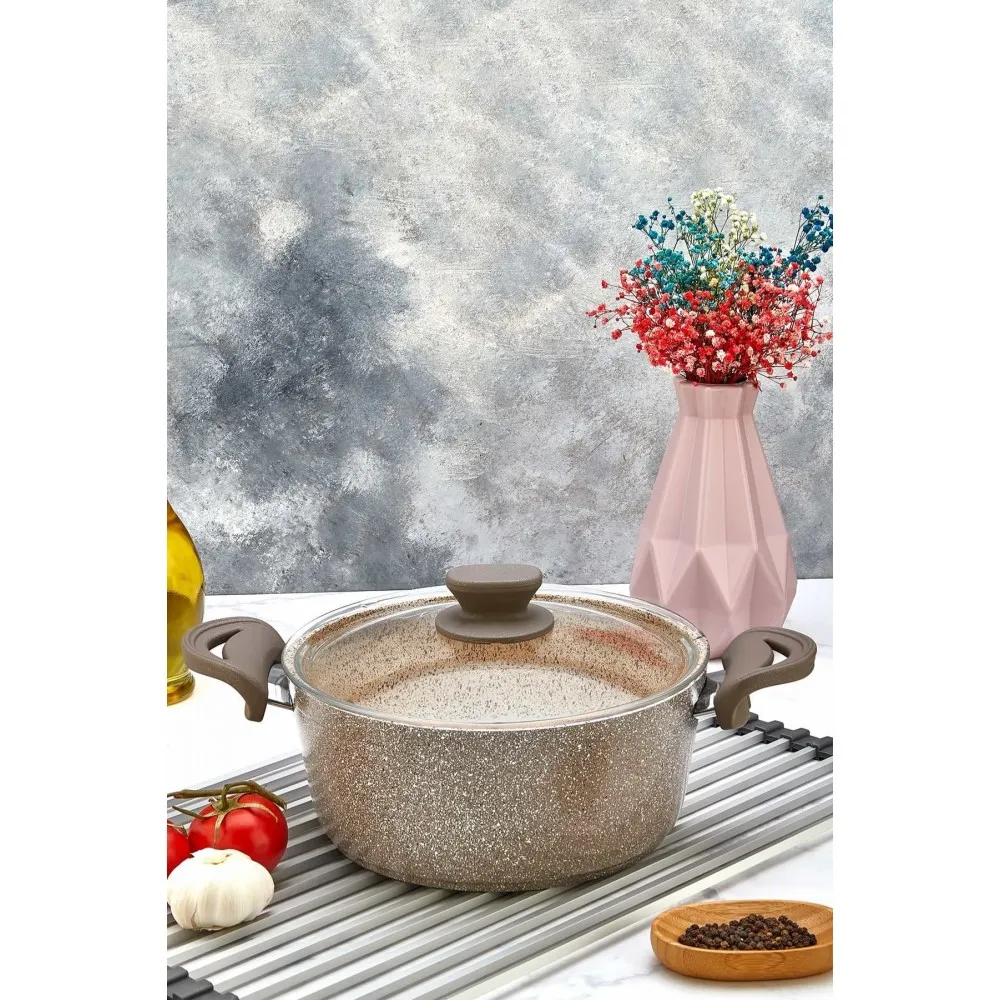 Polochef Panamera Granit Derin Tencere 28 cm Kahverengi