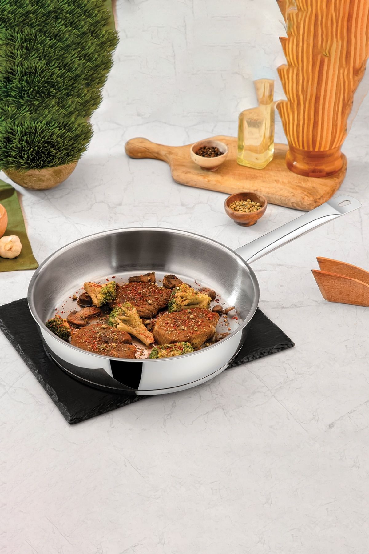 Polochef Paslanmaz Çelik Tava 26 cm - İndüksiyon Tabanlı