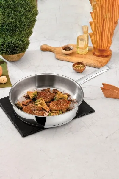 Polochef Paslanmaz Çelik Tava 28 cm - İndüksiyon Tabanlı Polochef Paslanmaz Çelik Tava 28 cm - İndüksiyon Tabanlı