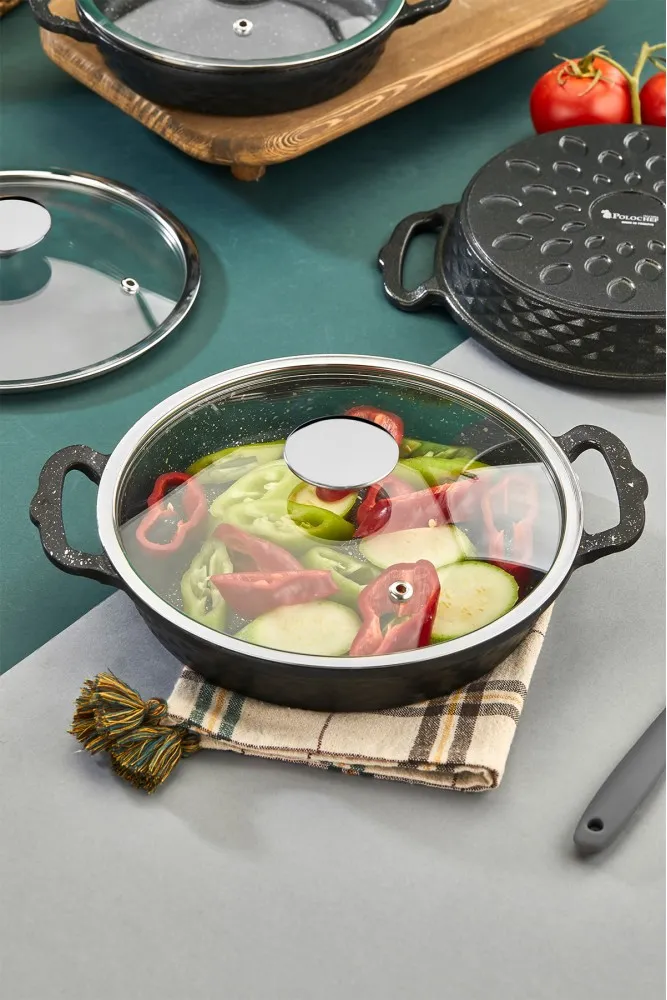 Polochef Kristal Sahan Seti Döküm Granit 3'lü