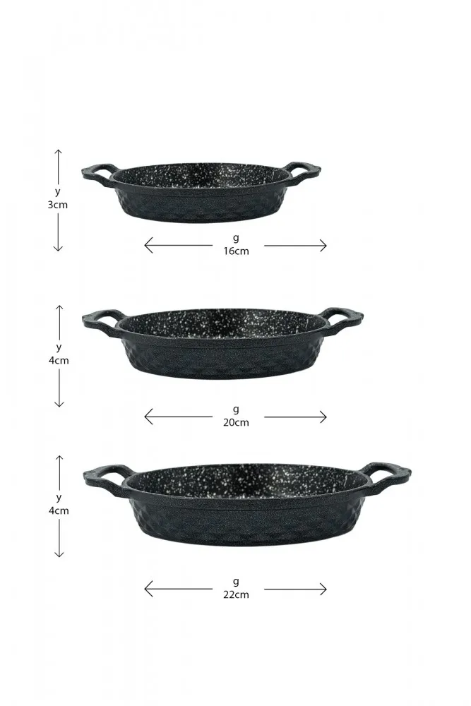 Polochef Kristal Sahan Seti Döküm Granit 3'lü