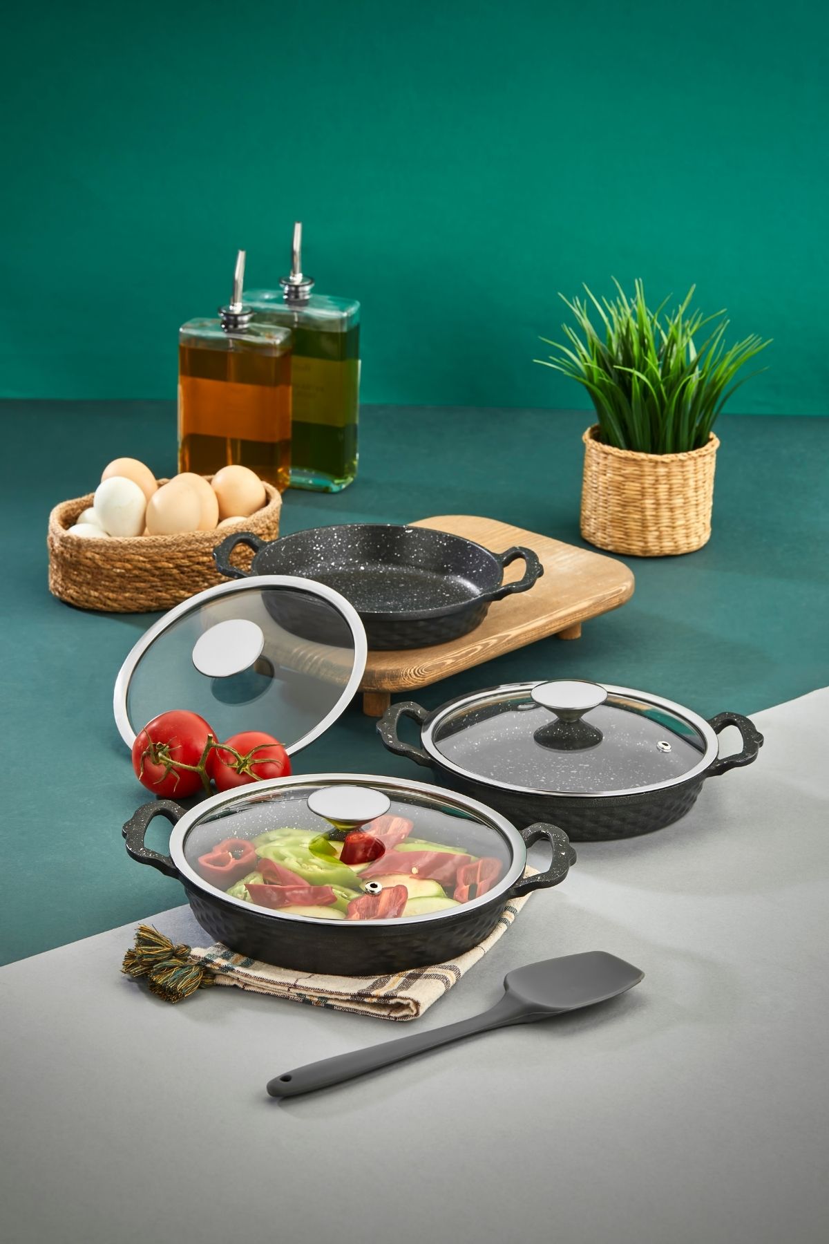 Crystal döküm sahan set 18-20-22 cm