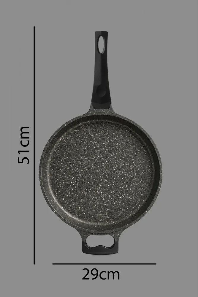 Polochef Derin Döküm Granit Yardımcı Kulplu Tava 28 cm Siyah