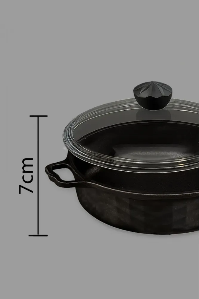 Polochef Derin Döküm Granit Yardımcı Kulplu Tava 28 cm Siyah