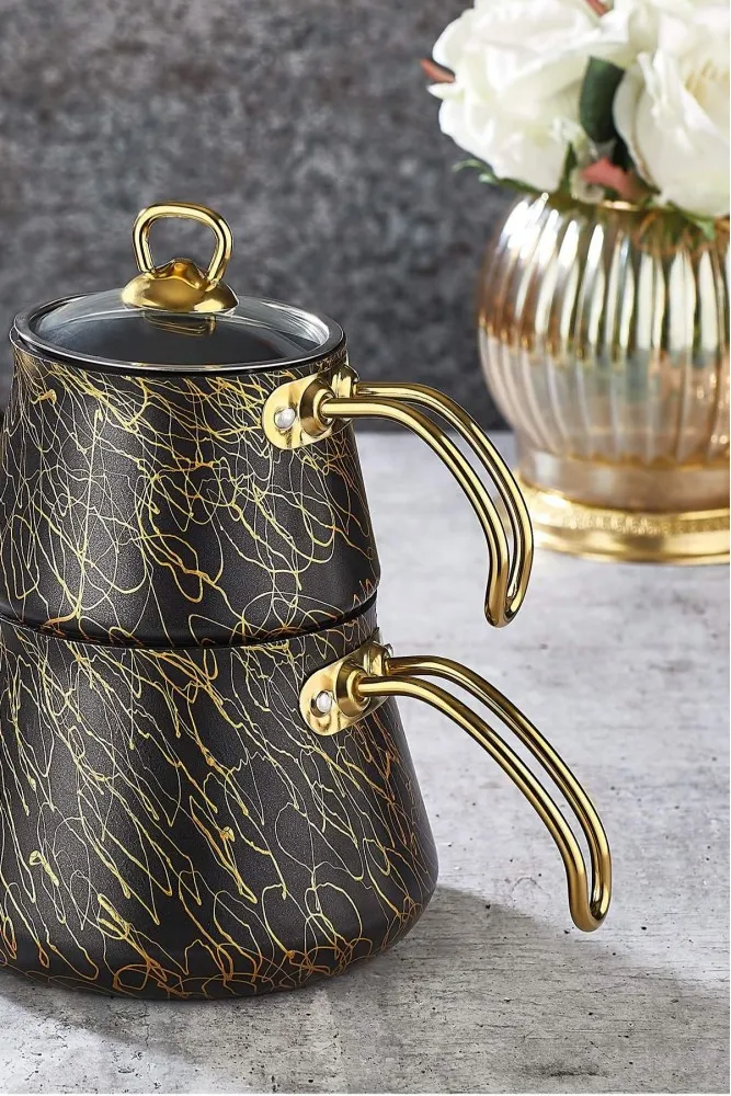 Polochef Elegance Granit Lüks Çaydanlık Orta Boy - Yanmaz Yapışmaz Granit