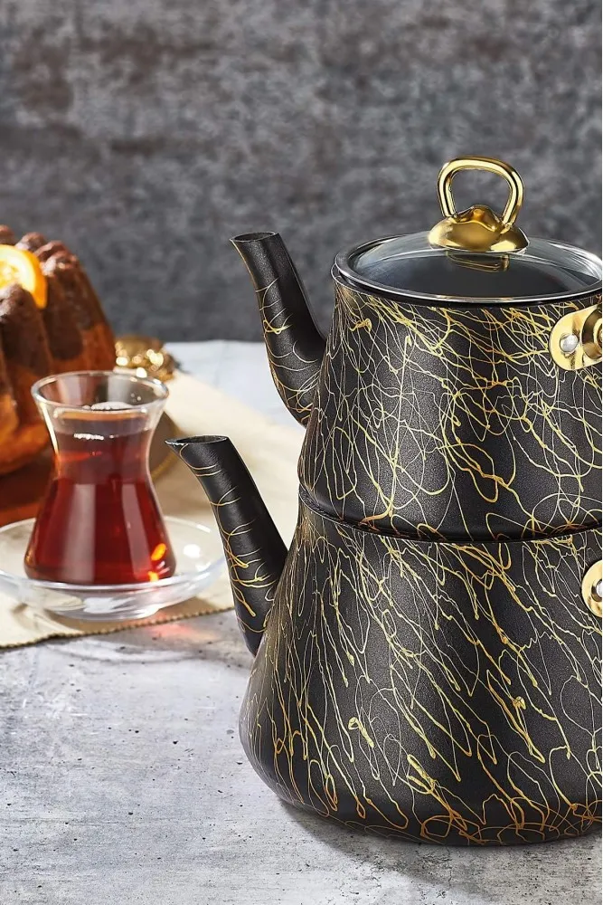 Polochef Elegance Granit Lüks Çaydanlık Orta Boy - Yanmaz Yapışmaz Granit