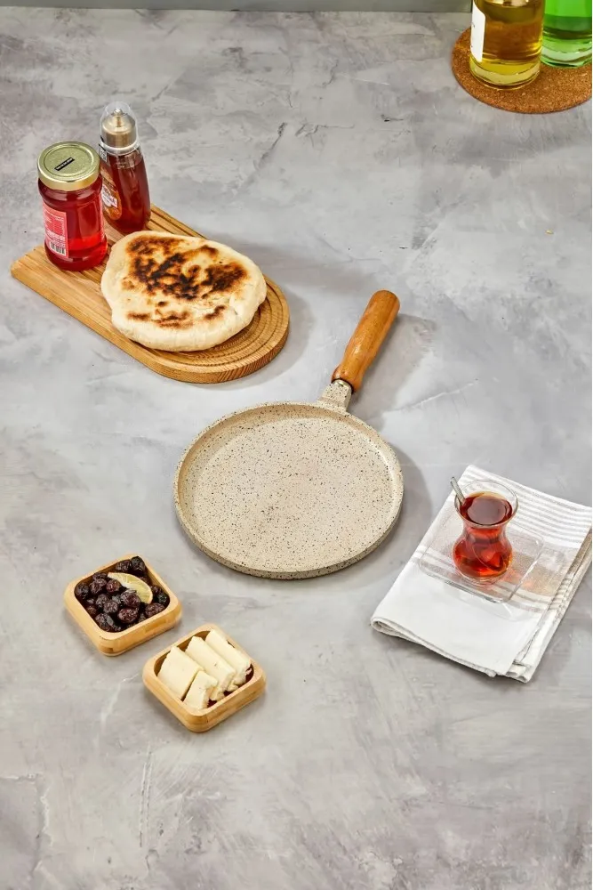 Polochef İnci Döküm Gözleme ve Bazlama Tavası 22 cm - Krem