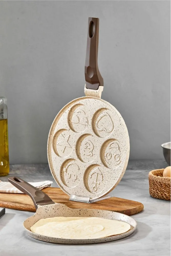 Polochef İnci Döküm Krep ve Pankek Tavası Seti 26 cm - Krem