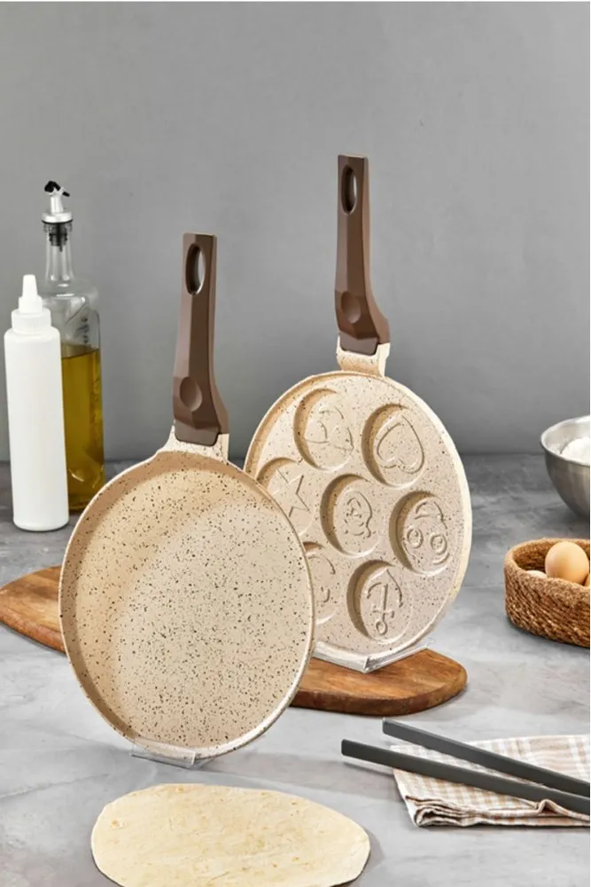 Polochef İnci Döküm Krep ve Pankek Tavası Seti 26 cm - Krem