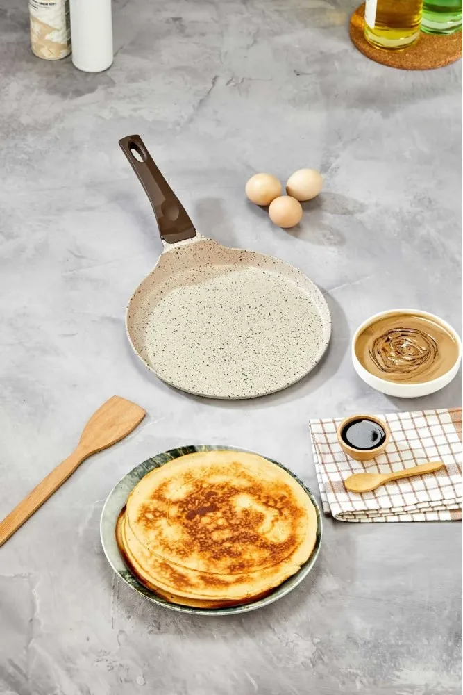 Polochef Granit Döküm Krep Ve Gözleme tavası 22 cm Krem