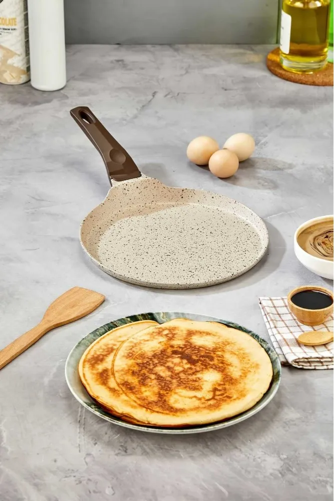 Polochef Granit Döküm Krep Ve Gözleme tavası 22 cm Krem