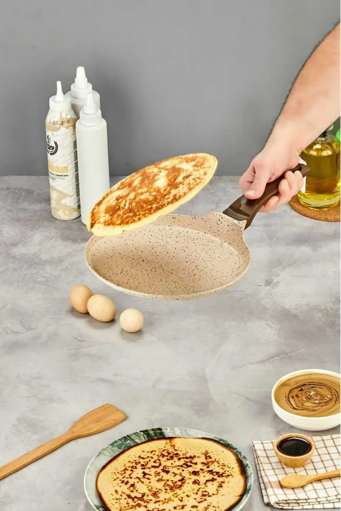 Polochef Granit Döküm Krep Ve Gözleme tavası 22 cm Krem