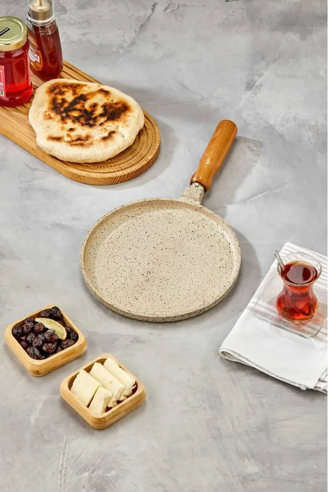 Polochef Granit Döküm Krep Ve Gözleme tavası 22 cm Krem