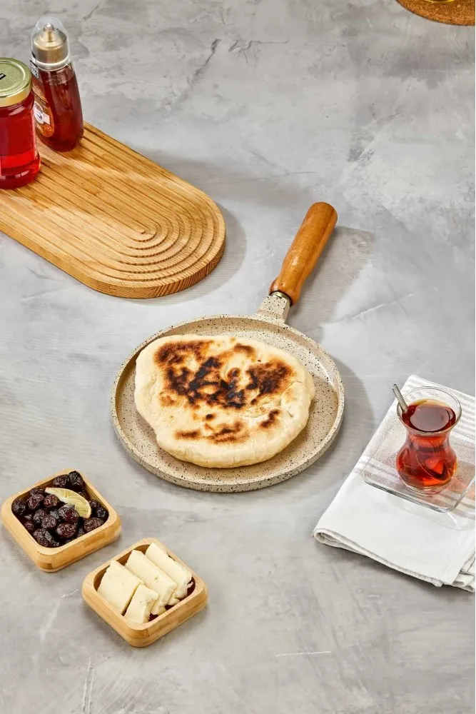 Polochef Granit Döküm Krep Ve Gözleme tavası 22 cm Krem