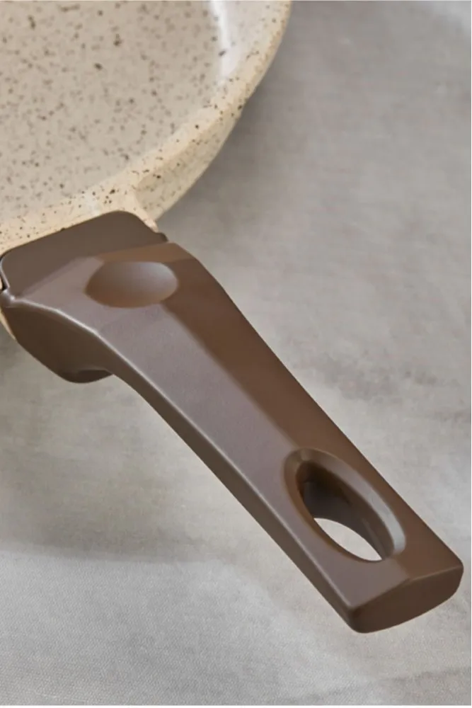 Polochef İnci Döküm Kapaklı Granit Tava 20 cm - Krem