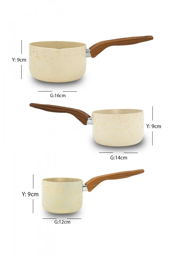 Polochef Lufian Granit Lüks 3lü Sütlük Seti - 12-14-16 cm