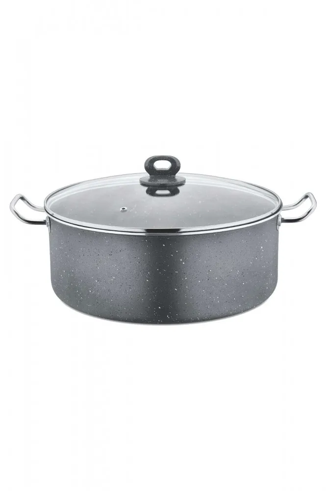 Polochef Megatron Döküm Granit Derin Pilav Tenceresi 40 cm - Kapaklı - Gri