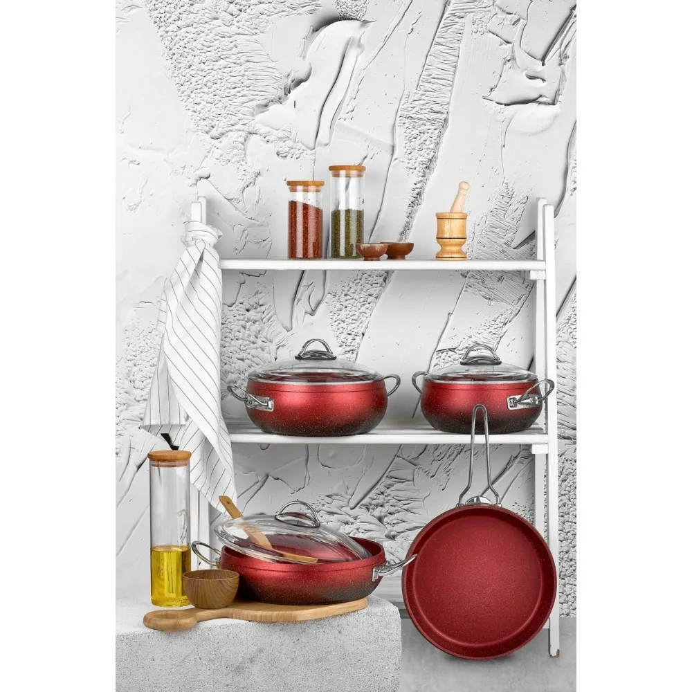 Polochef Nil Mega 7 Parça Granit Tencere Set 20-24-26 cm Rose Gold