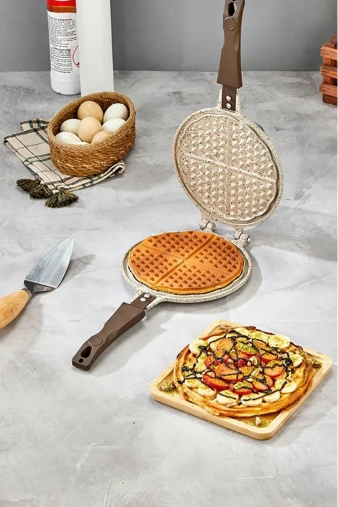 Polochef İnci Döküm Waffle Tavası - Krem - Bakalit Sap