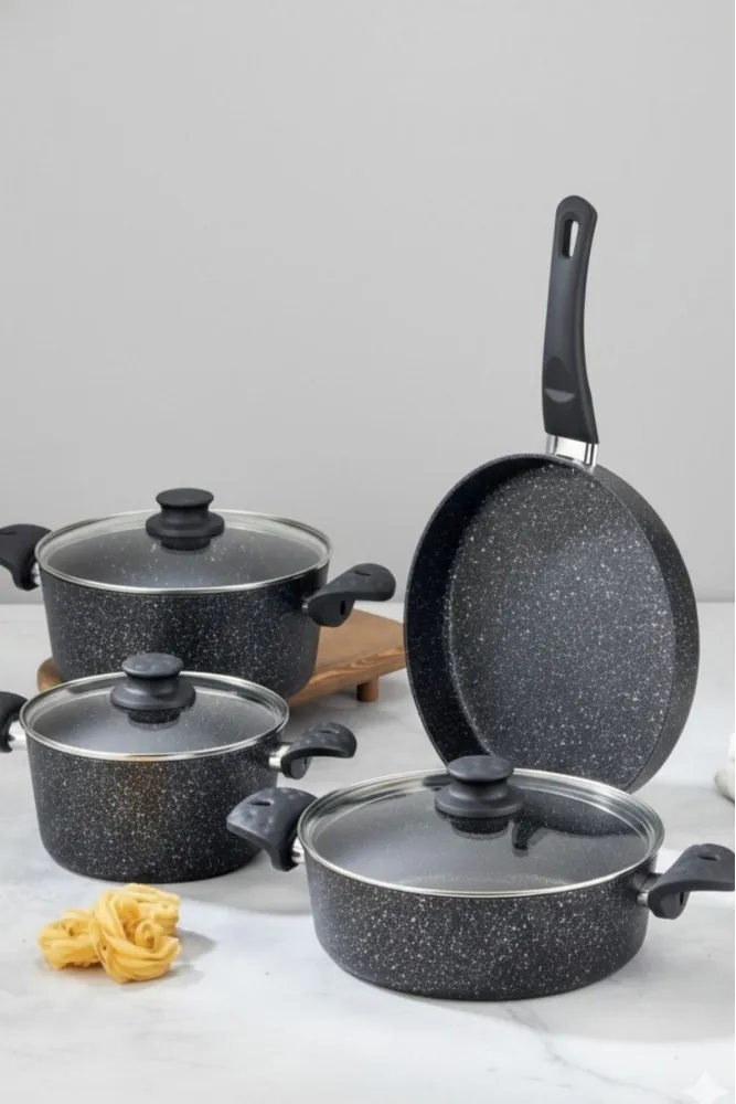 Polochef Rapido Granit 7 Parça Tencere Seti - Siyah